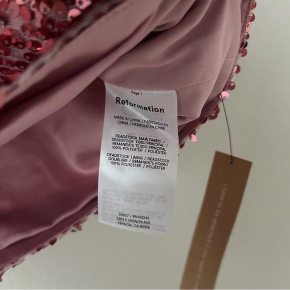 NWT Reformation x Camille Rowe Saviolla Skirt Es in Pink Sequin - Picture 6 of 7